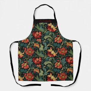 Rote Blumen William Morris personalisierte Schürze