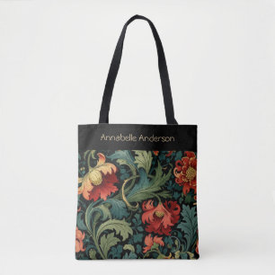 Rote Blumen William Morris Personalisierte Tasche