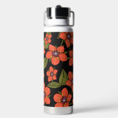 Rote Blumenaquarellmalerei Trinkflasche (Hinten)