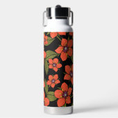 Rote Blumenaquarellmalerei Trinkflasche (Vorderseite)