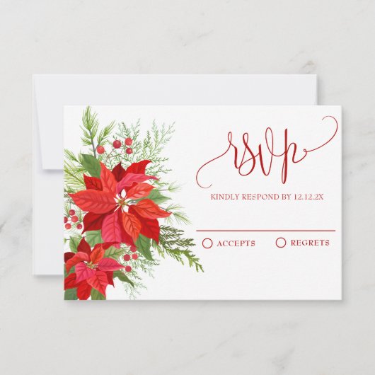 Rote Blumenbeere RSVP Karte (Vorderseite)