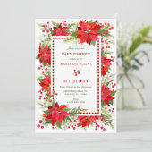 Rote Blumenbeere Weihnachten Babydusche Einladung (Stehend Vorderseite)