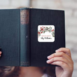 Rote Blumenbibliothek Ex Libris Buchzeichen Quadratischer Aufkleber<br><div class="desc">Maßgeschneiderte Buchzeichen mit hübschem,  roten,  blumenfarbenen Aquarelldruck. Personalisieren Sie die Vorlage des Buchzeichens mit dem Namen. Die personalisierten Buchzeichen sind großartig als Schulmaterial und können auch als Aufkleber für eine Babydusche verwendet werden.</div>