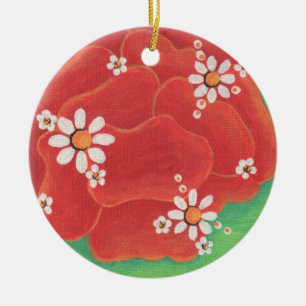 Rote Blumenblatt-Kreis-Verzierung Keramik Ornament
