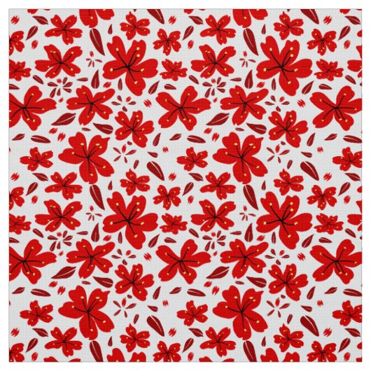 Rote Blumenblüten Stoff (Muster)