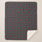 Rote Blumengestaltung mit Grün und Blau Sherpadecke (Vorderseite)