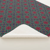Rote Blumengestaltung mit Grün und Blau Sherpadecke (3/4)