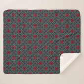 Rote Blumengestaltung mit Grün und Blau Sherpadecke (Vorderseite (Horizontal))