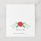 Rote Blumengrün Blattwerk Platzkarte (Außenseite Aufgefaltet)