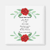 Rote Blumengrün Foliage Save the Date Magnet (Vorne)