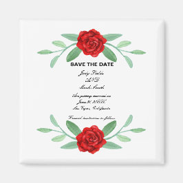Rote Blumengrün Foliage Save the Date Magnet