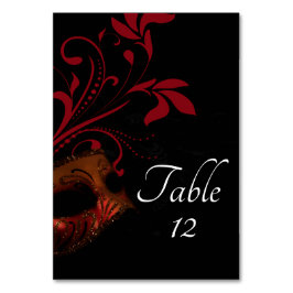 Rote Blumenmaske Hochzeitskarte Tischnummer