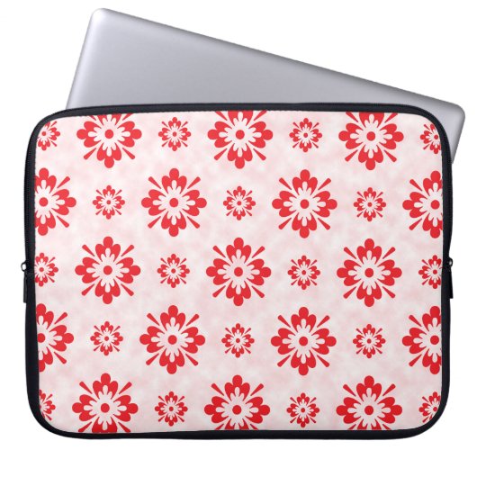 Rote Blumenmuster Laptopschutzhülle (Vorderseite)