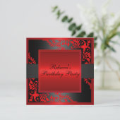 Rote Blumenrinde Einladung zum Geburtstag (Stehend Vorderseite)