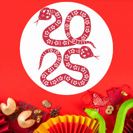Rote Blumenschlange 2025 Runder Aufkleber