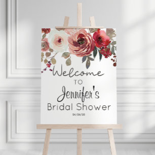 Rote Blush-Blumenrosen Elegante Brautparty Poster