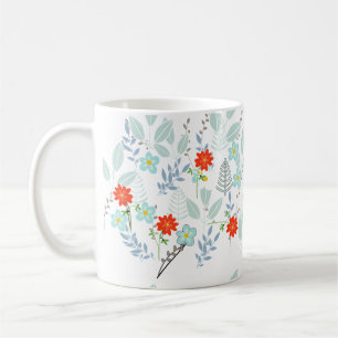 Rote Blüte + Blätter Kaffeetasse