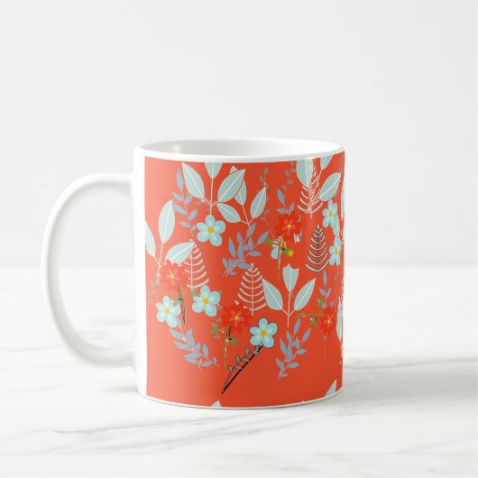 Rote Blüte + Blätter Tangerine Kaffeetasse (Links)