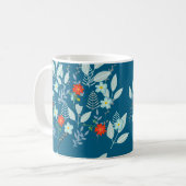 Rote Blüte + Blätter Teal Kaffeetasse (Vorderseite Links)