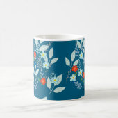 Rote Blüte + Blätter Teal Kaffeetasse (Mittel)