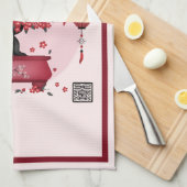 Rote Blüte bonsai 'Seek harmony' in Chinesisch Geschirrtuch (Viertel Falte)