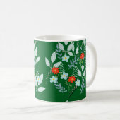 Rote Blüte + Grüne Blätter Kaffeetasse (VorderseiteRechts)