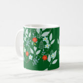 Rote Blüte + Grüne Blätter Kaffeetasse (Vorderseite Links)