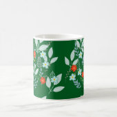 Rote Blüte + Grüne Blätter Kaffeetasse (Mittel)