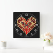 Rote Blüte Herz Römische Numerische Uhr (Zuhause)