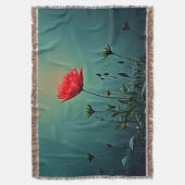 Rote Blüte im dunklen Nebel Design Decke (Vorderseite Vertikal)