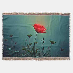Rote Blüte im dunklen Nebel Design Decke