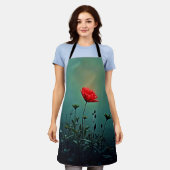 Rote Blüte im dunklen Nebel Design Schürze (Getragen)