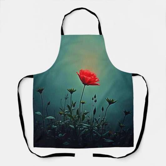Rote Blüte im dunklen Nebel Design Schürze (Vorderseite)