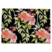 Rote Blüte im Wasser Schwarz Große Geschenktüte (Rückseite)