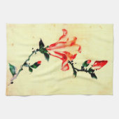 Rote Blüte mit Knospen 1840 Geschirrtuch (Horizontal)