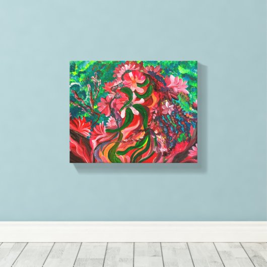 Rote Blüte - Om Leinwand Gemälde (Insitu (Holzboden))