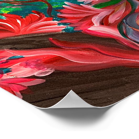 Rote Blüte - Om Leinwand Gemälde Poster (Ecke)