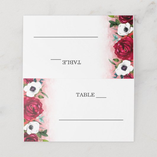 Rote Blüte Platzkarte (Außenseite Aufgefaltet)