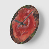 rote Blüte Runde Wanduhr (Winkel)