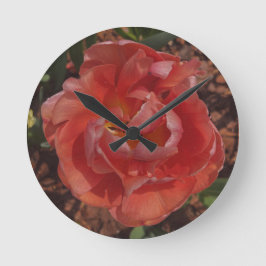 rote Blüte Runde Wanduhr