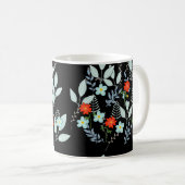 Rote Blüte + Schwarze Blätter Kaffeetasse (VorderseiteRechts)