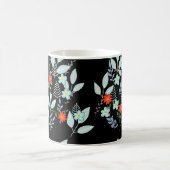 Rote Blüte + Schwarze Blätter Kaffeetasse (Mittel)