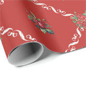 Rote Blüte und Gitter süße Valentine Geschenkpapier (Rolleneckpunkt)