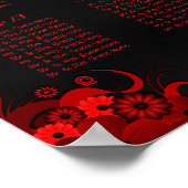 Rote Blüte und Schwarze 15 Hochzeitstische Sitzkar Poster (Ecke)