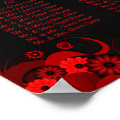 Rote Blüte und Schwarze 16 Hochzeitstische Sitzkar Poster (Ecke)