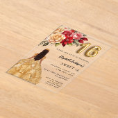 Rote Blüten aus Gold - Rose klar Acryleinladungen (Ablage )