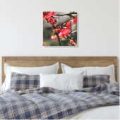 Rote Blüten Blumenkanvas drucken Leinwanddruck (Insitu (Schlafzimmer))