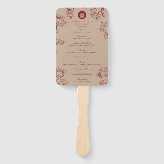 Rote Blüten Doppelglücksprogramm Fächer (Vorderseite)