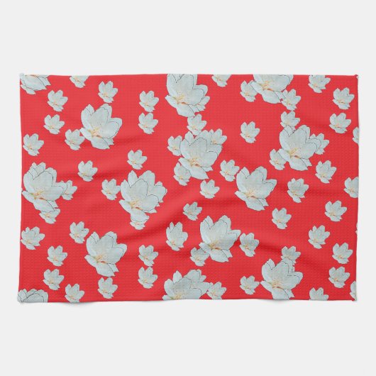 Rote Blüten Geschirrtuch (Horizontal)