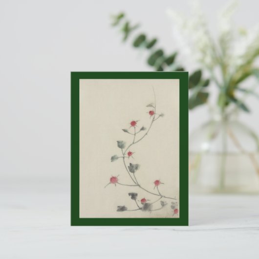 Rote Blüten im Weinanbau Hokusai Japanische Kunst Postkarte (Stehend Vorderseite)